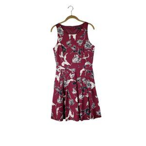 Banana Republic Factory Sleeveless Fit Flare Dress NWT Burgundy Floral Size 6